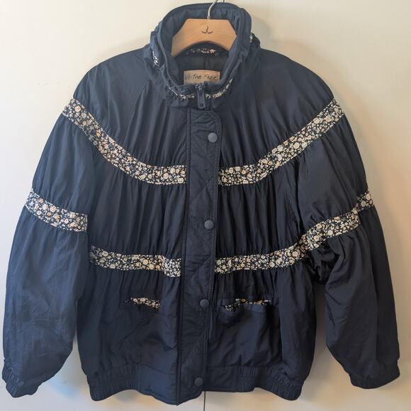 Free People Bomber Blue & Floral Jacket | XS| Zip Up - Picture 2 of 16